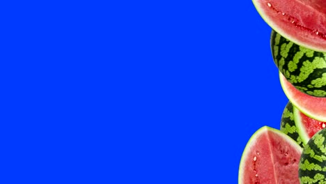animación de movimiento de parada de melones, pantalla editable azul