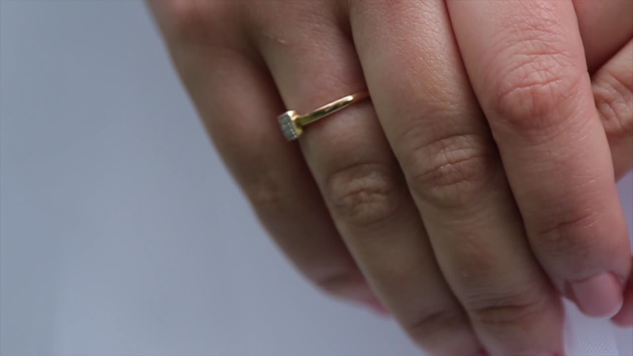 Close-up of hands and wedding rings