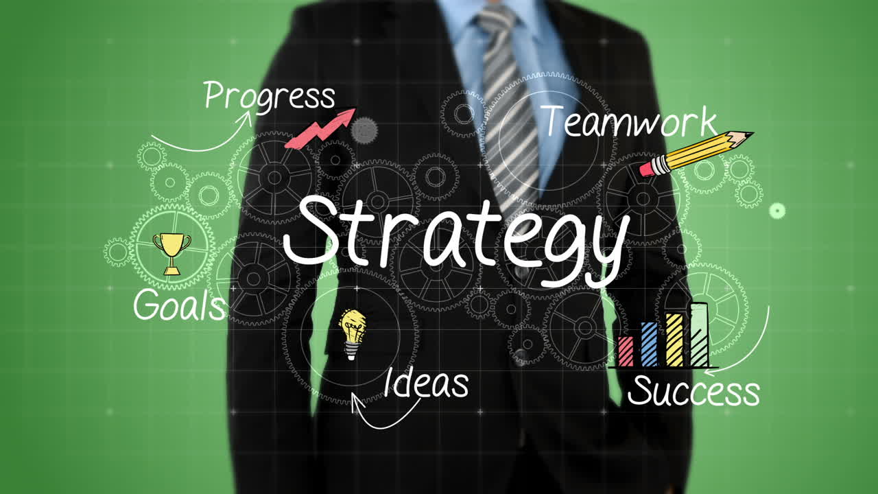 Businessman pressing touch screen