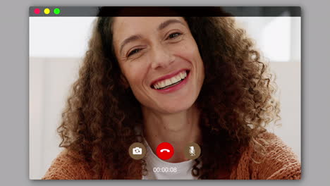 retrato, mujer y videollamada para conectarse
