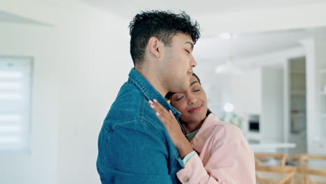 Dance,-romance-and-love-with-couple-in-living-room