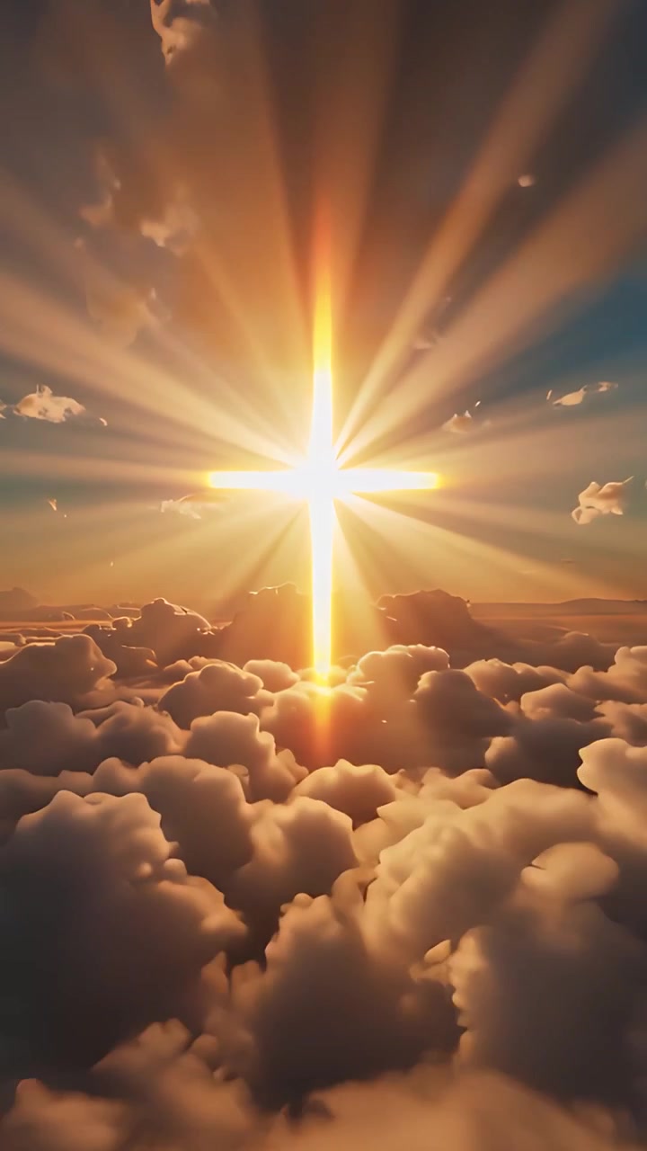 Sfondo per Adorazione 4K: Croce Cristiana e Luce Celeste