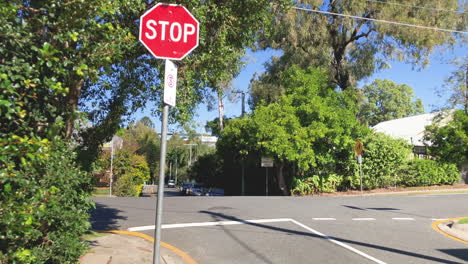 red "stop sign" at intersection