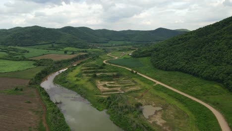 Farmlands-and-Mountains-in-Muak-Klek,-Thailand