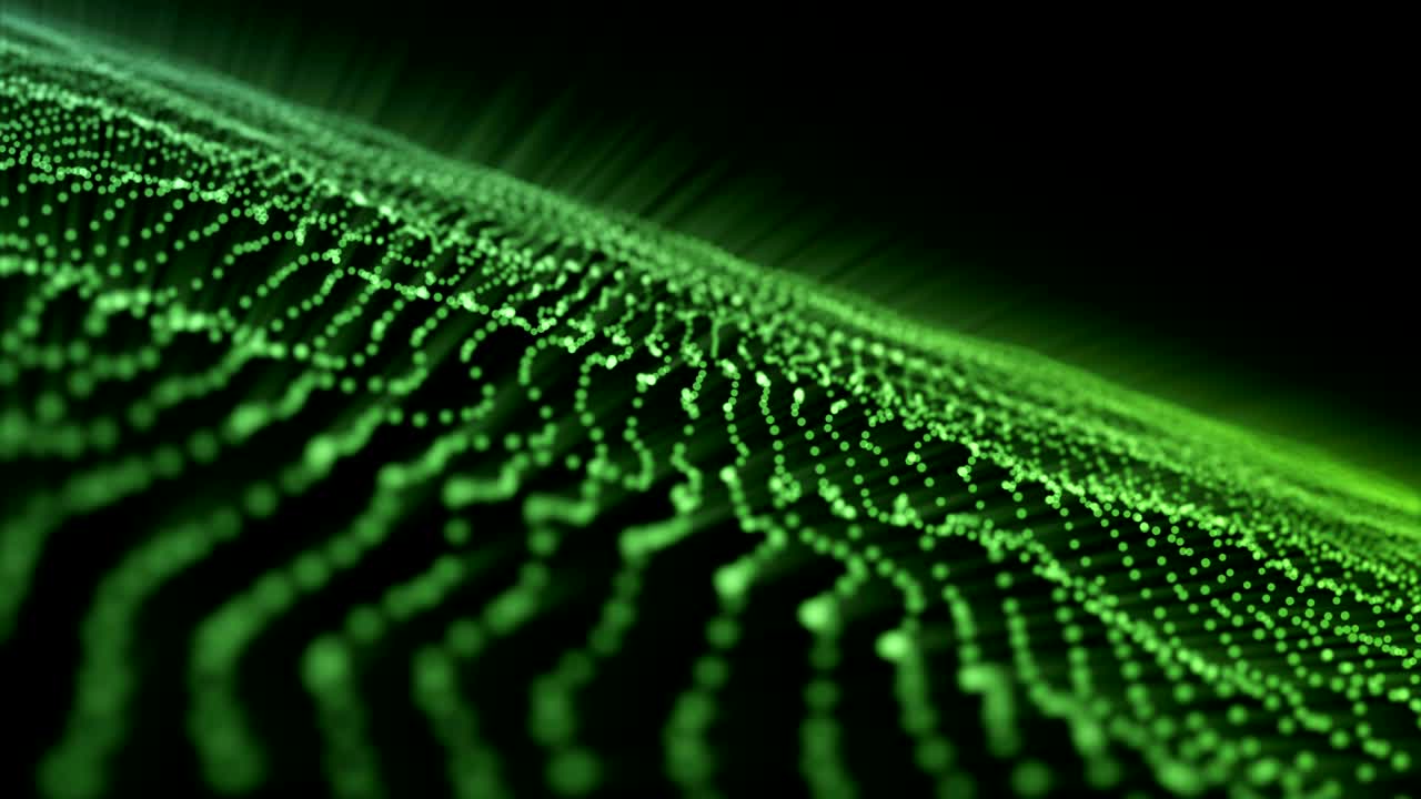 4k club music particles field dance motion background neon technological style loop green