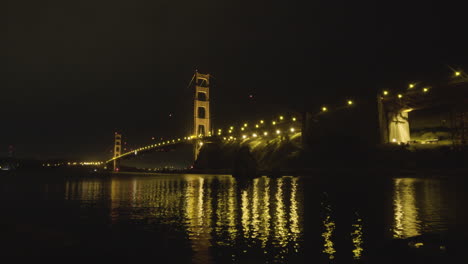 time lapse of the side of the golden gate bridge at night time located in san francisco california