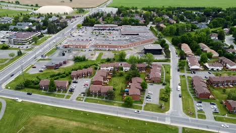 drone flying towards a nepean shopping centre on an overcast day