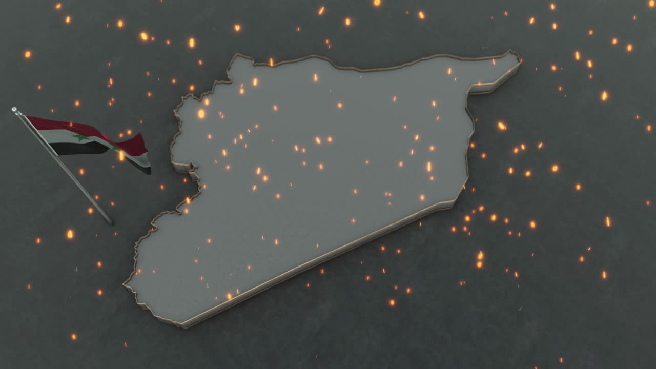 시리아 지도와 발 배경 4k