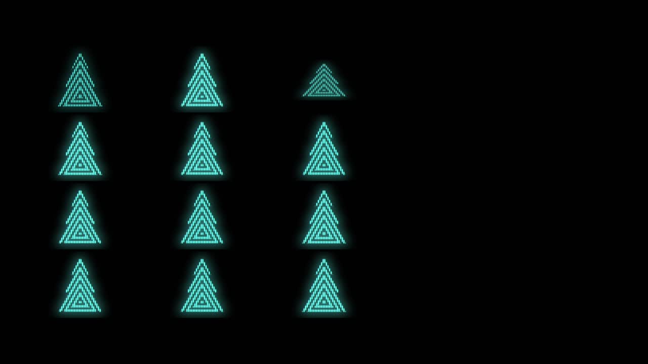 patrón moderno de árboles de navidad de neón en degradado negro