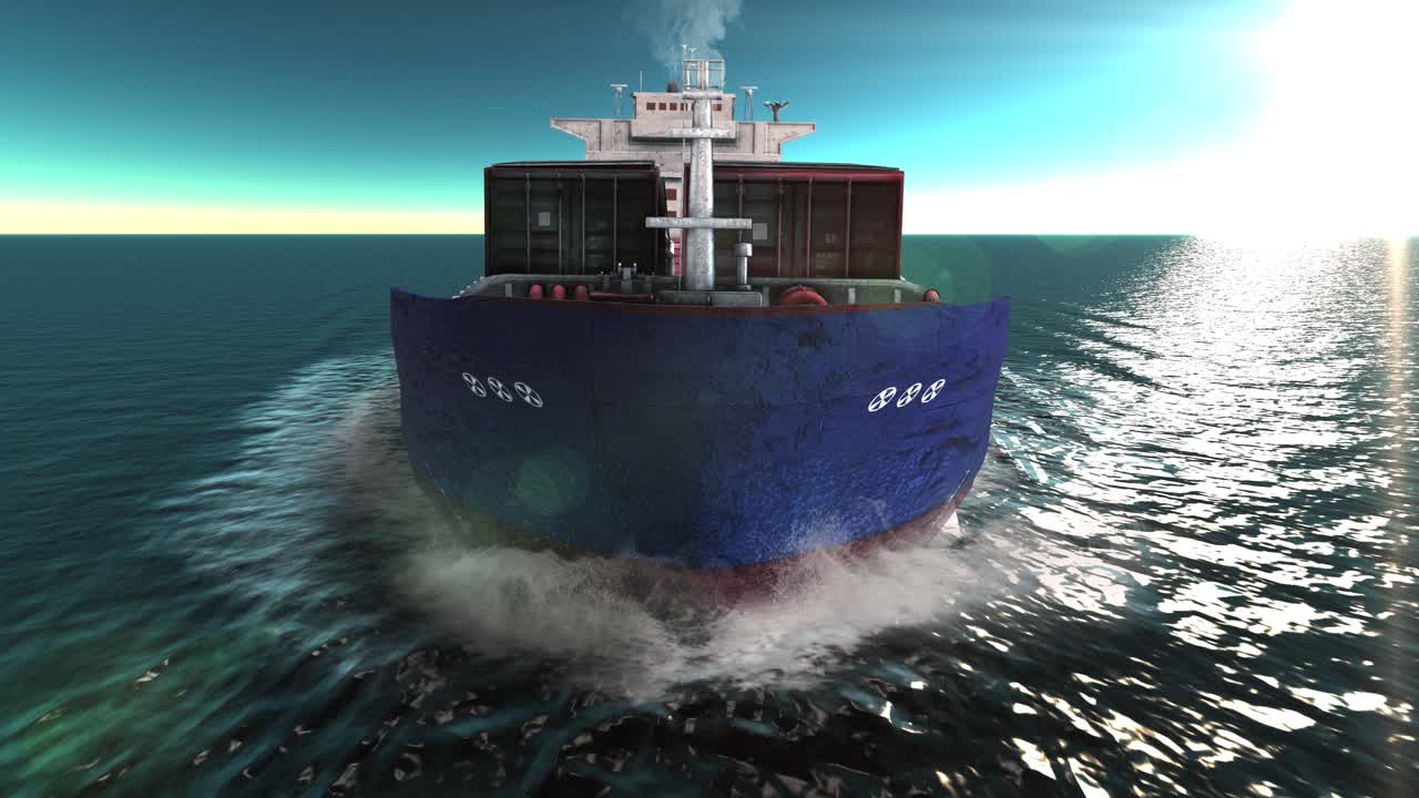 barco de carga en el océano