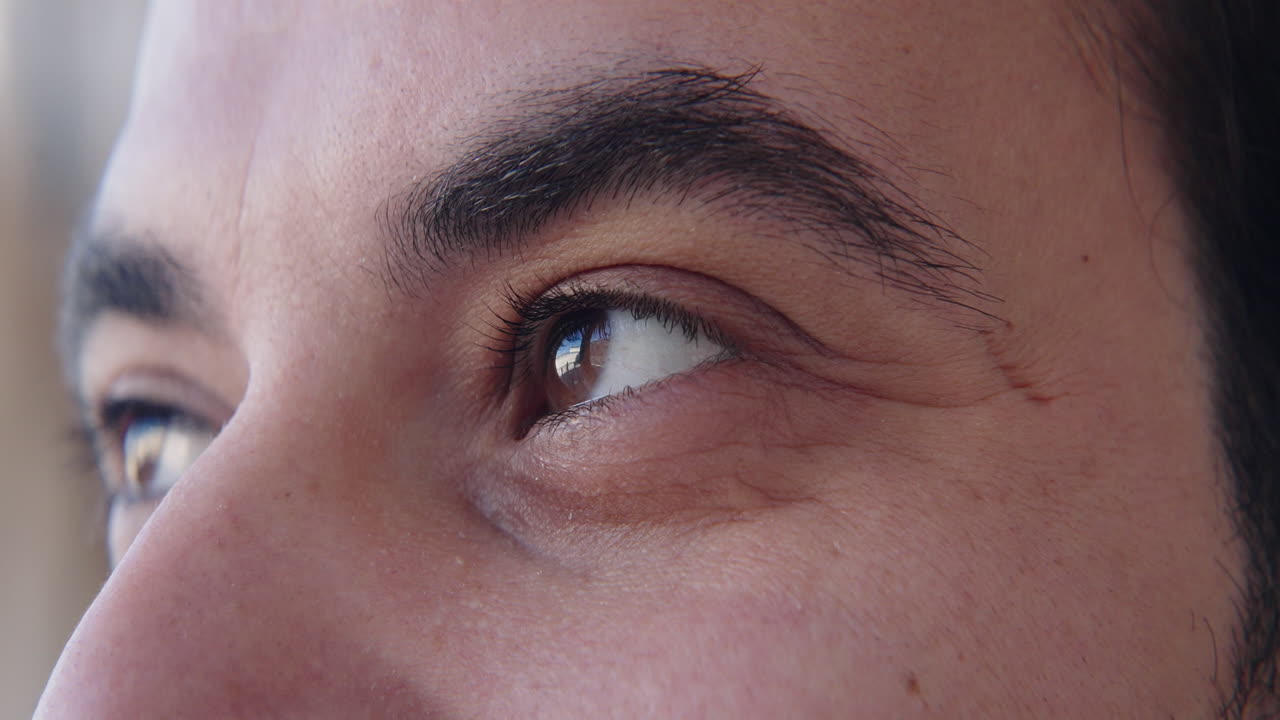 사람의 얼굴과 눈의 클로즈업