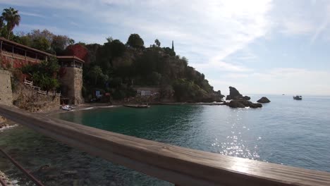 antalya coastline overlooking calm mediterranean sea on sunny day, turkey