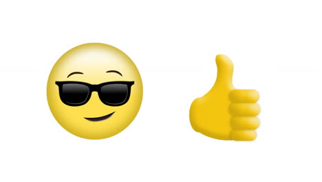 animation of easy-going and thumbs up emoji icons over white background