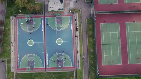 overhead aerial of an inner city recreation complex