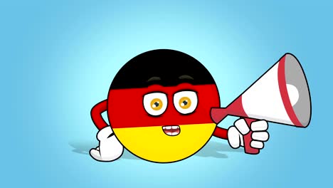 cartoon icon flag federal republic of germany speaker megaphone with face animation