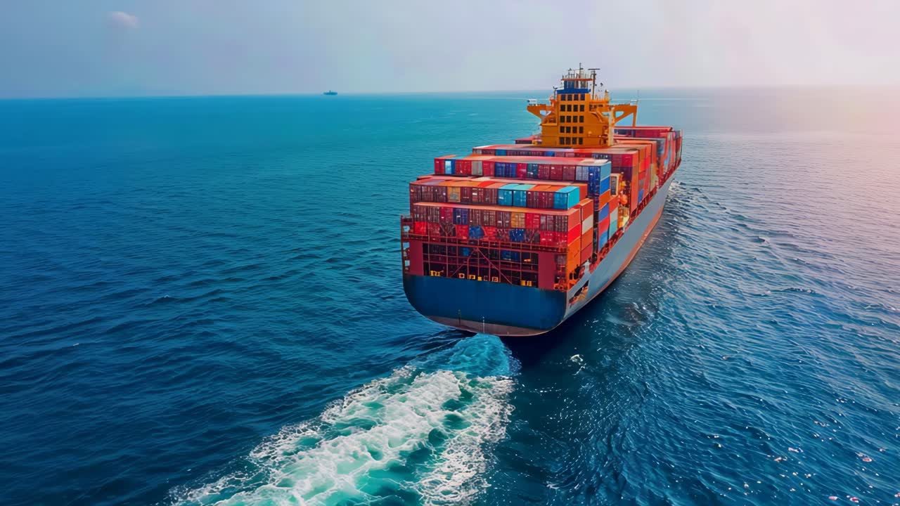 Large Container Ship in the Ocean