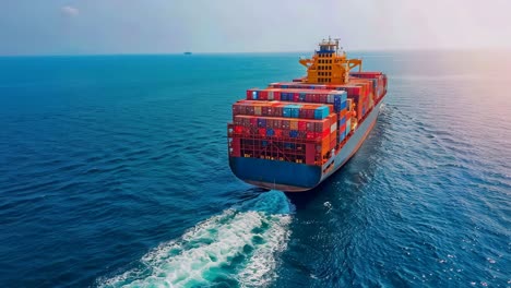 large container ship in the ocean