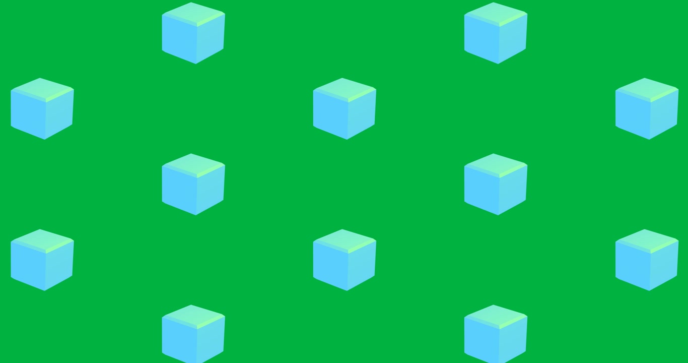 Animazione di un motivo a file di cubi blu in movimento su sfondo trasparente.