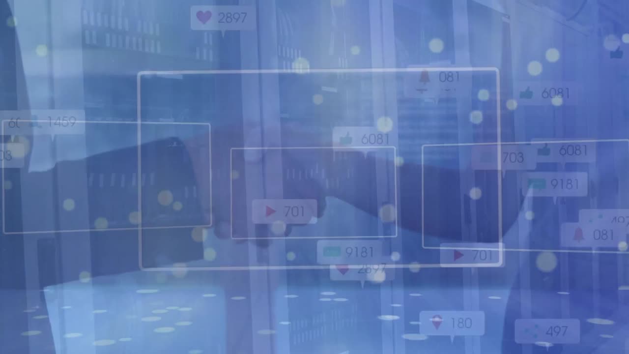 다양한 사업가들의 손을 통해 소셜 미디어 반응의 애니메이션