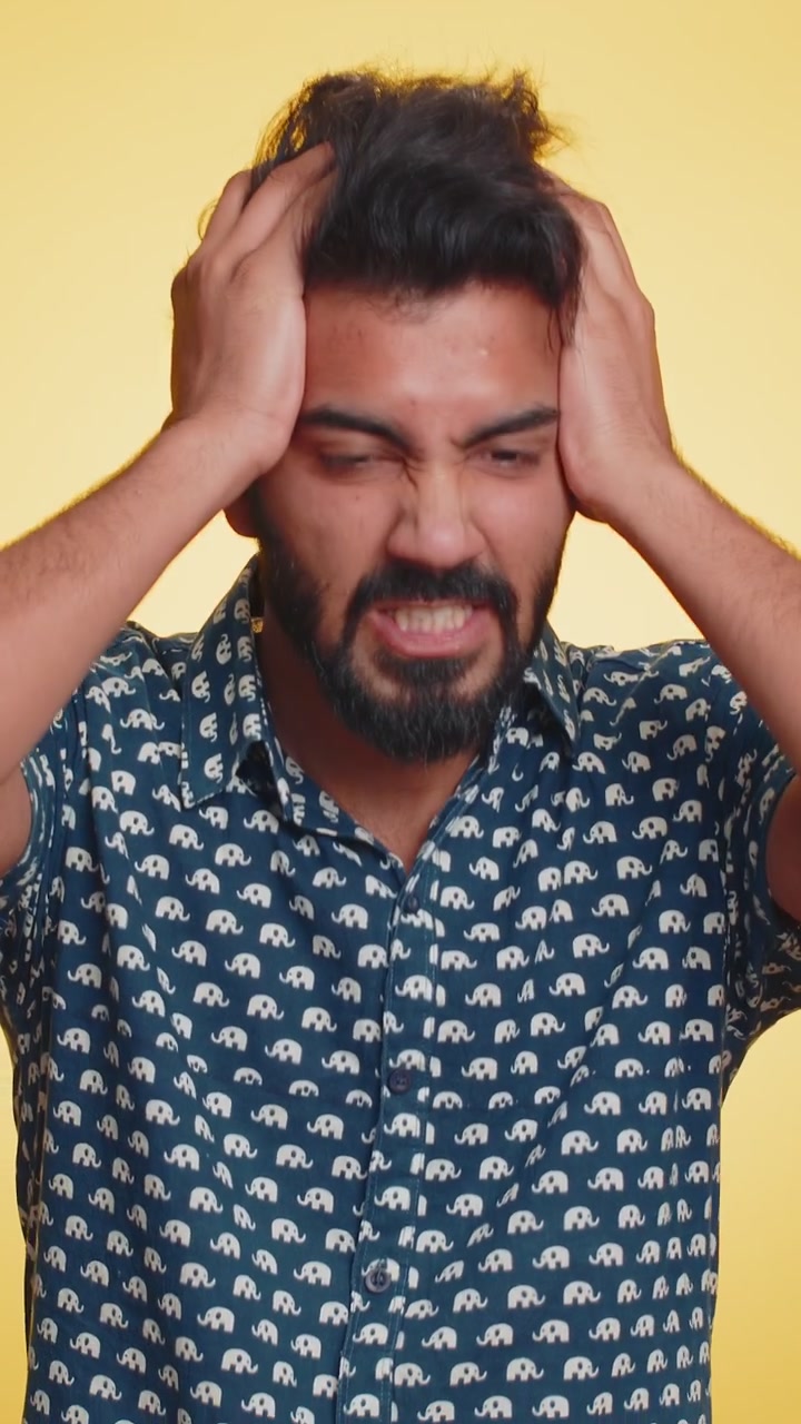 Indian man scream stress tension problem feel horror hopelessness fear surprise shock expresses rage
