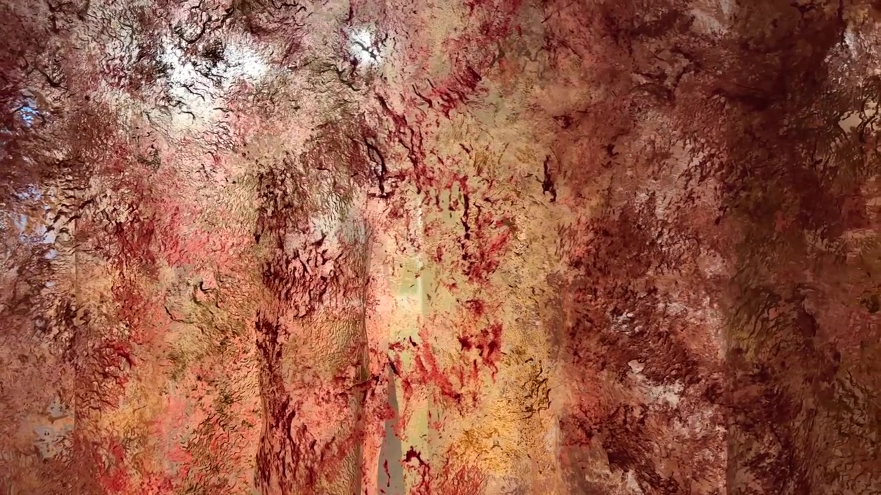 Red curtain fabric textile handmade vintage retro artistic decorative texture pattern is traditional craft of weaving woven velvet elegant ornamental in luxury backdrop of Iranian heritage in Tehran