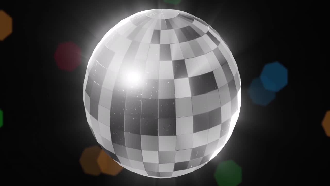 Animation von Retro-Spiegel-Discokugel und flackernden Weihnachts-Lichterketten