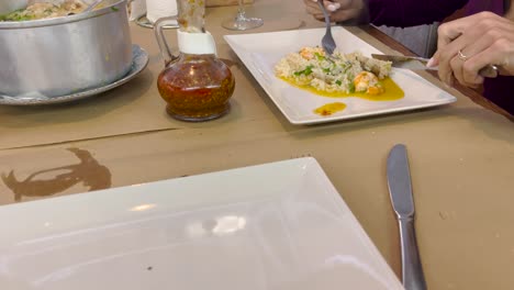 delicious seafood rice dinner at a restaurant