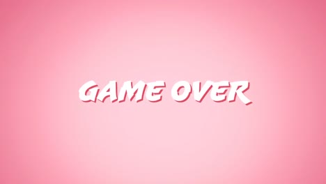 Animation-of-white-text-game-over,-over-pulsating-white-shapes,-on-soft-pink-background