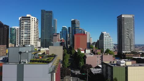 aerial shot of belltown neighborhood in seattle, washington