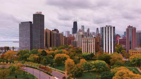 chicago en otoño vista aérea del paisaje urbano