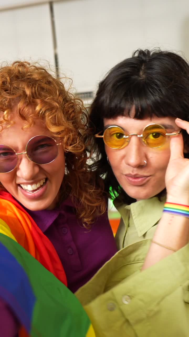 Group of people with rainbow flag