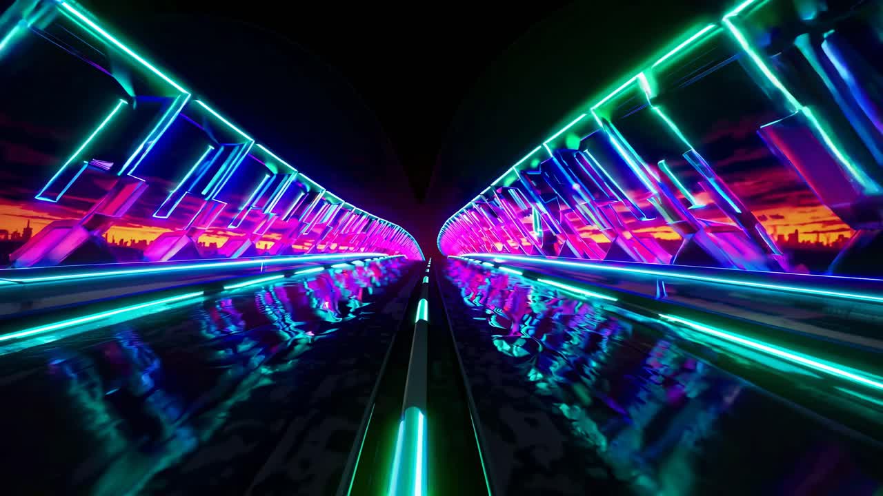 el paisaje urbano cyberpunk del túnel de neón