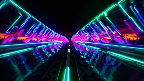 neon tunnel cyberpunk cityscape