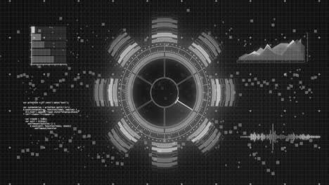 animación del procesamiento de datos y diagramas a través del escaneo de alcance