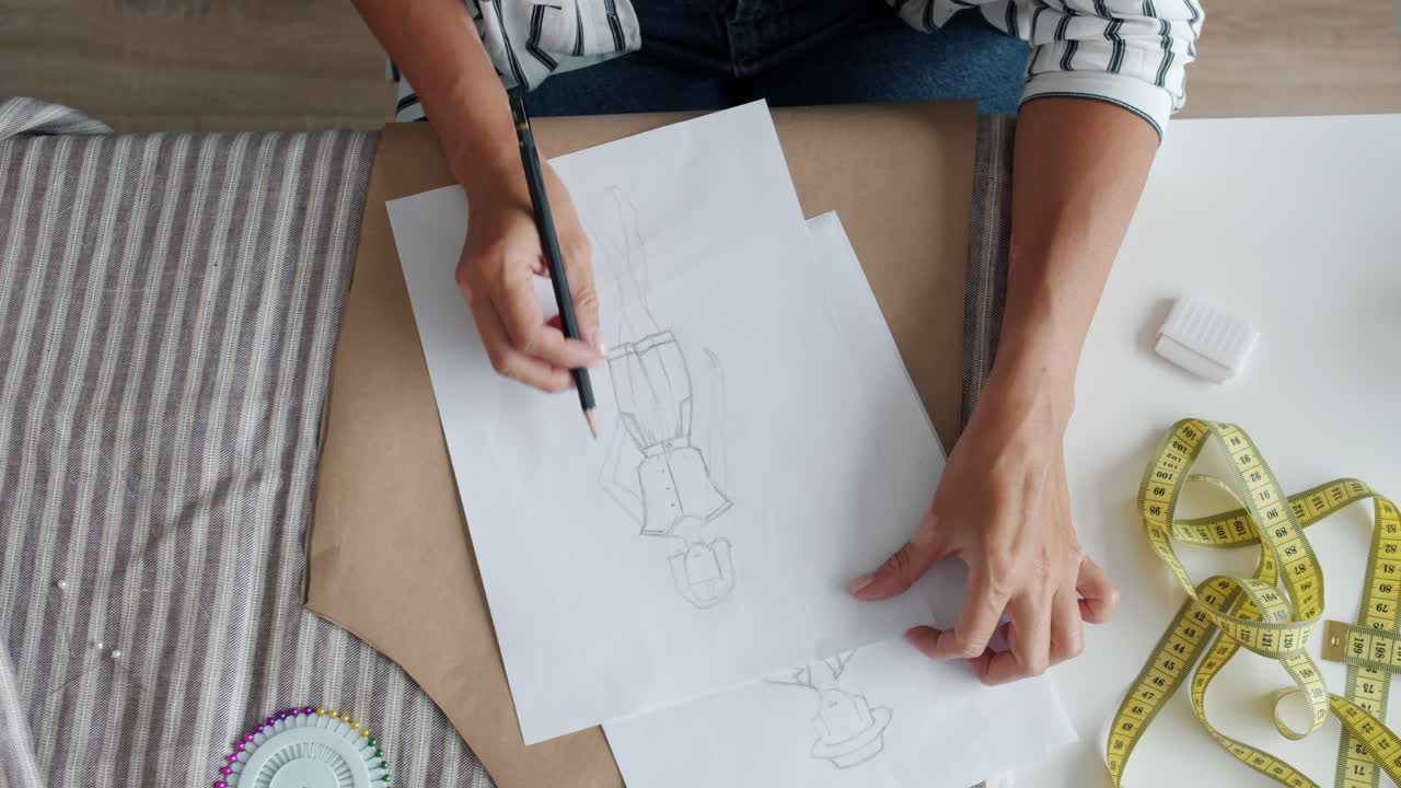 Fashion Designer Drawing Clothes Designs