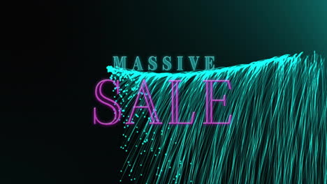 animation of massive sale text over green shapes