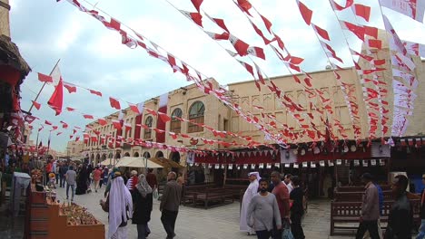 view of people in souq waqif. souq waqif is one of the oldest and busiest market in doha, qatar
