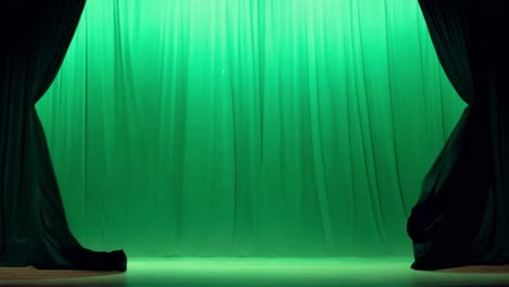 green stage curtains