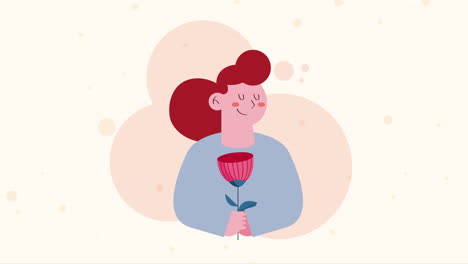 young woman with flower character animation