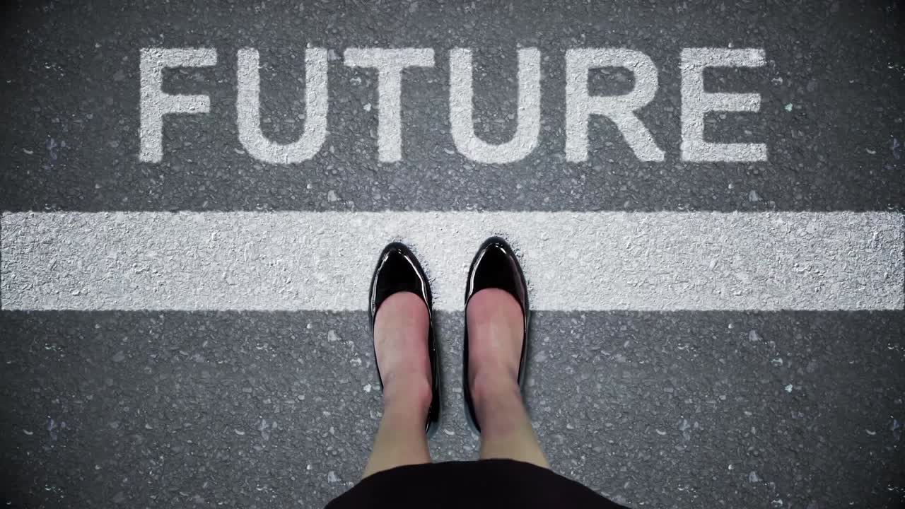 Composite video of future written on the road