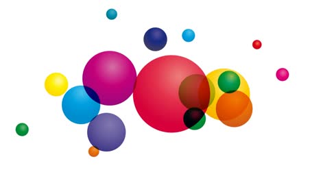 bolas de colores flotantes animadas sobre un fondo blanco