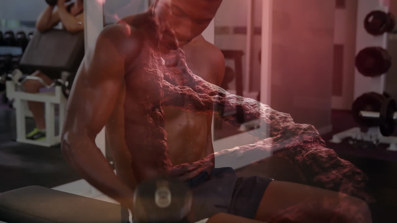 dna 가닥 스피닝과 데이터 처리의 애니메이션 강한 남자 운동