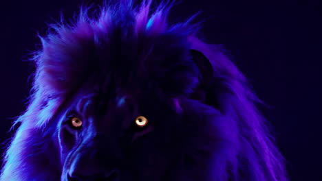 luminous lion with neon glow