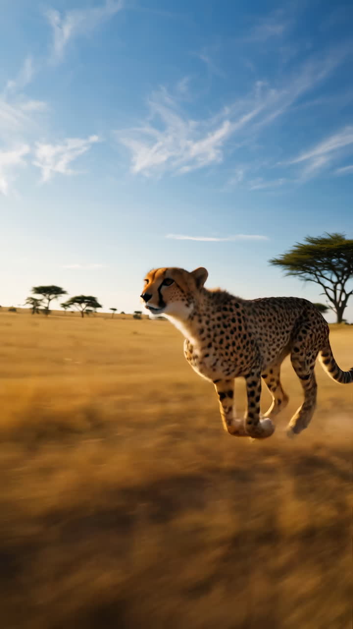 Cheetah Running Across the Savanna
