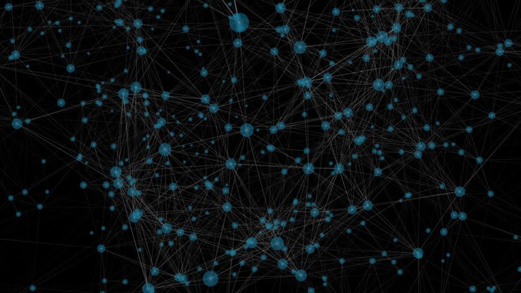 Animazione di connettività con linee tecnologiche blu