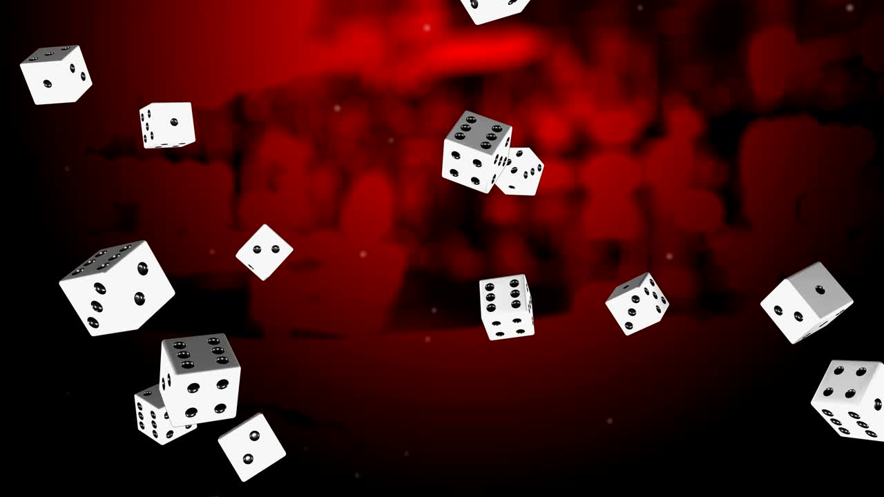 los dados caen de fondo rojo (animación en bucle)