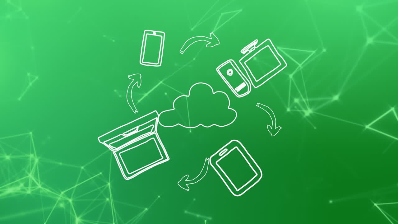 animación de la red de conexiones a través de iconos comerciales