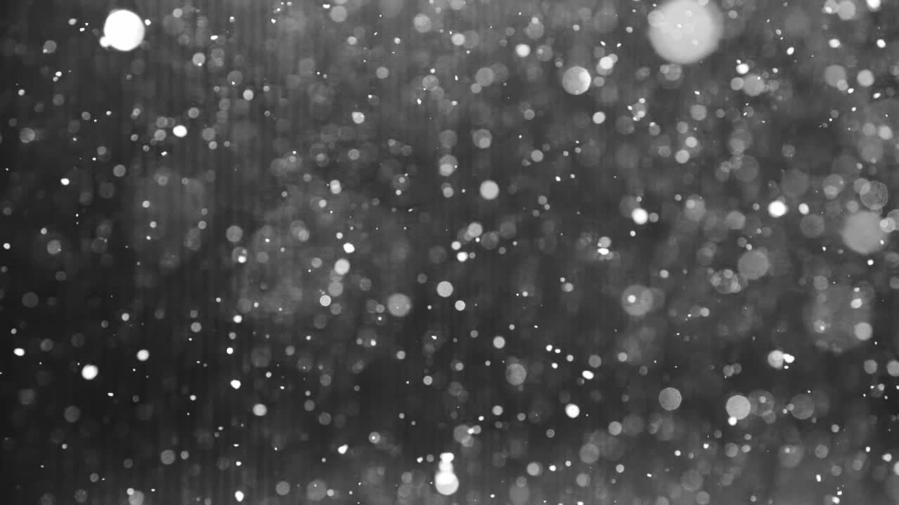 Abstract snow in grayscale floats slowly like spirits in transition, silent sky