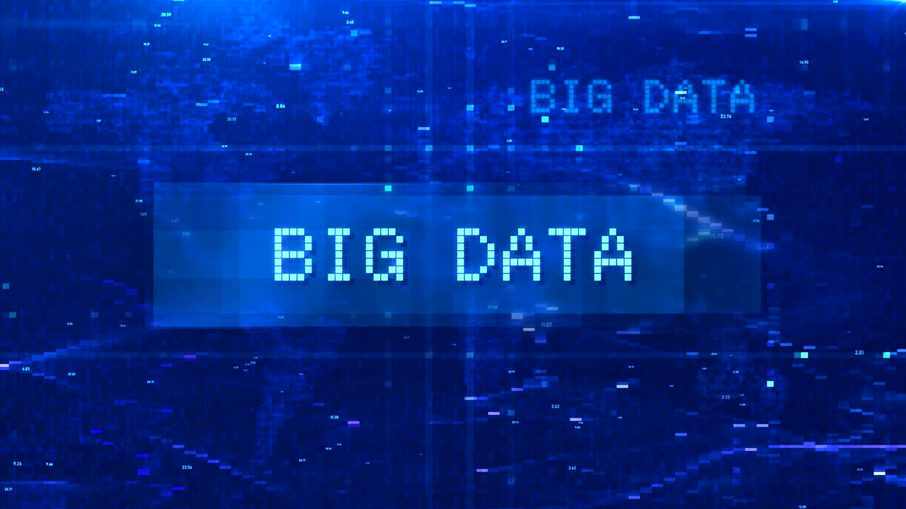 Big data digital tekstanimasjon over futuristisk verdenskart og HUD-effekter