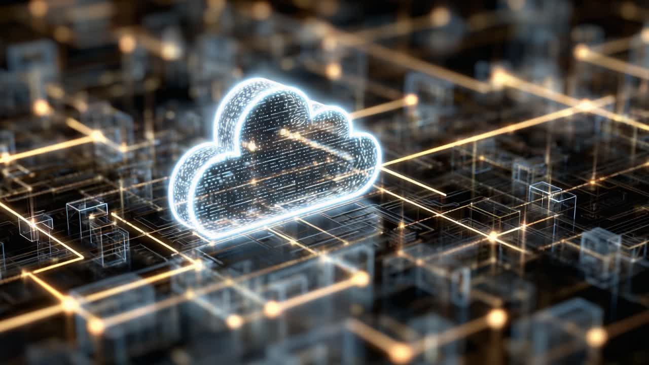 Visual Representation of Cloud Computing: A Digital Network Showcasing Data Connectivity and Infrastructure in a Modern Technological Landscape